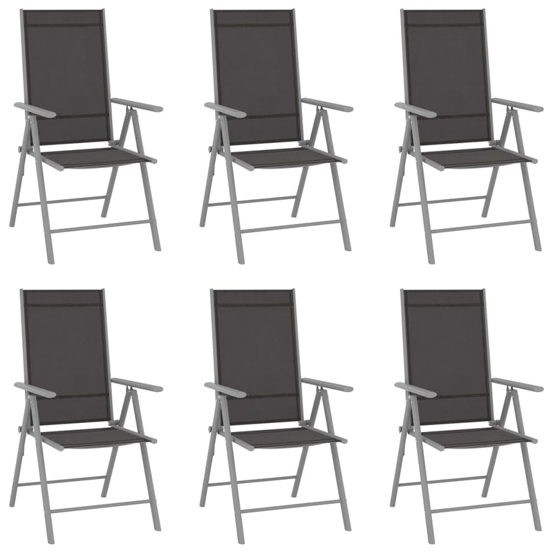 Folding Garden Chairs 6 pcs Textilene Black