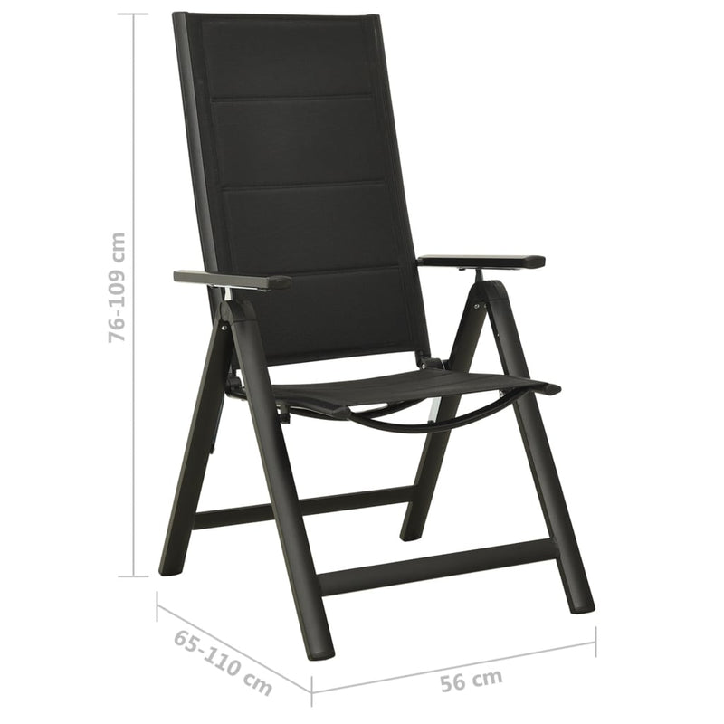 Folding Garden Chairs 2 pcs Textilene and Aluminium Black