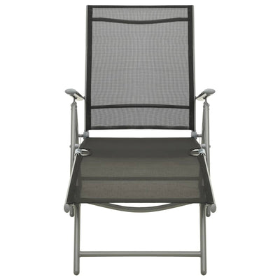 Folding Sun Lounger Textilene and Aluminium Black and Silver