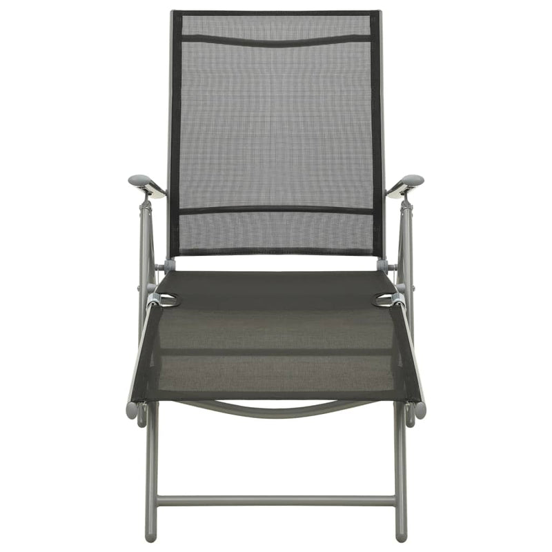 Folding Sun Lounger Textilene and Aluminium Black and Silver