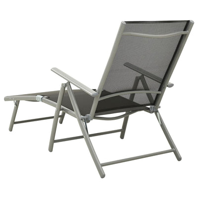 Folding Sun Lounger Textilene and Aluminium Black and Silver