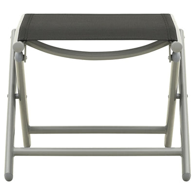 Folding Footrest Black and Silver Textilene and Aluminium