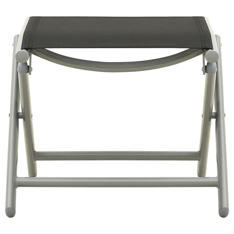 Folding Footrest Black and Silver Textilene and Aluminium