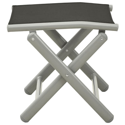 Folding Footrest Black and Silver Textilene and Aluminium