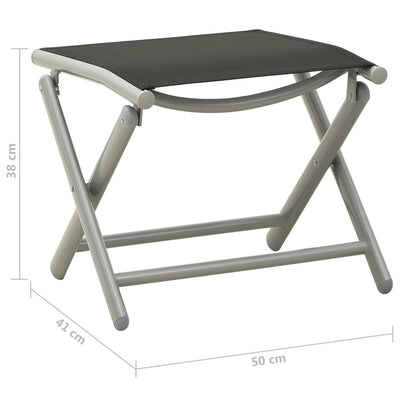 Folding Footrest Black and Silver Textilene and Aluminium