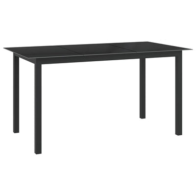 Garden Table Black 150x90x74 cm Aluminium and Glass