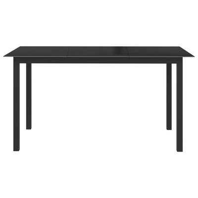 Garden Table Black 150x90x74 cm Aluminium and Glass