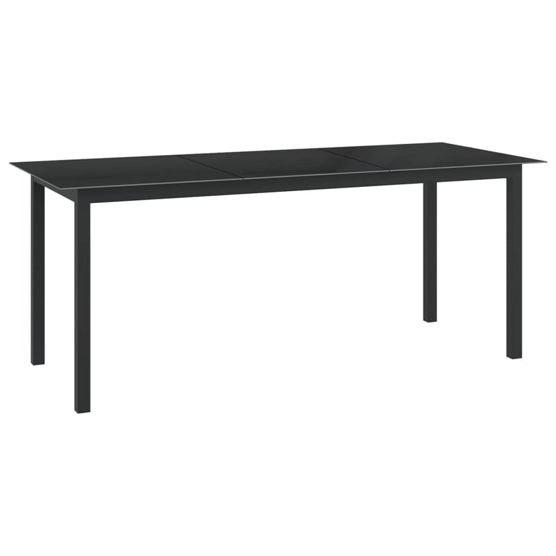 Garden Table Black 190x90x74 cm Aluminium and Glass