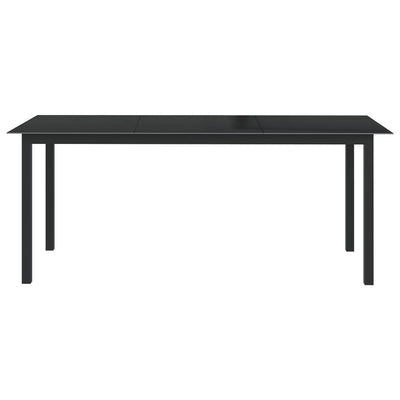 Garden Table Black 190x90x74 cm Aluminium and Glass