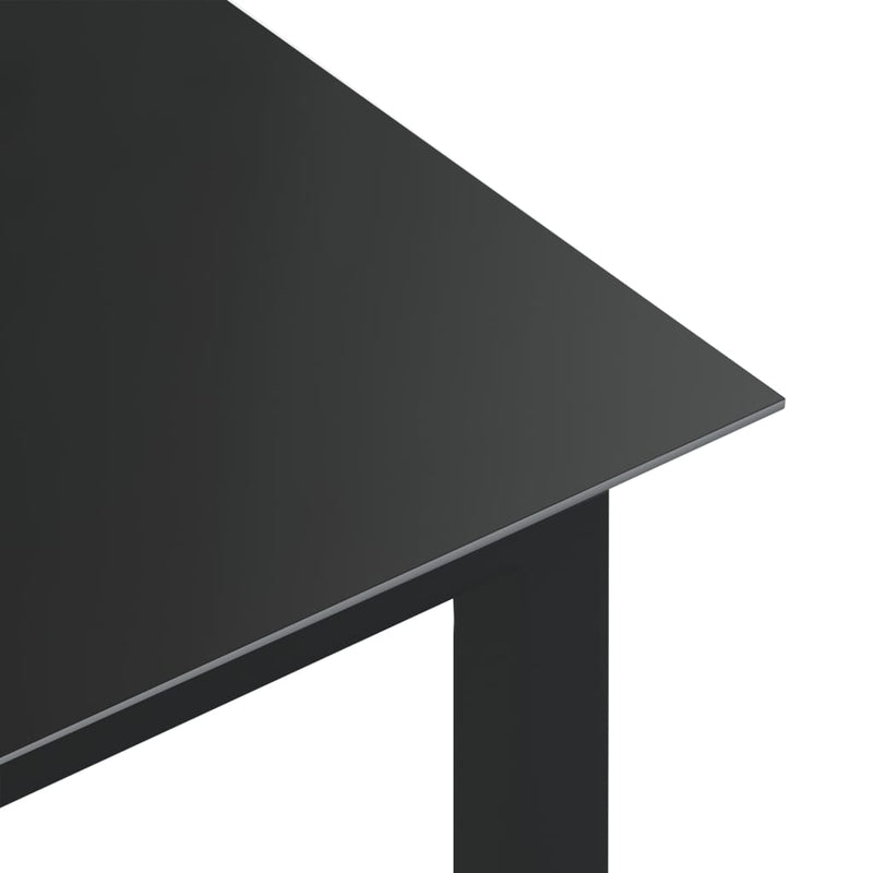 Garden Table Black 190x90x74 cm Aluminium and Glass