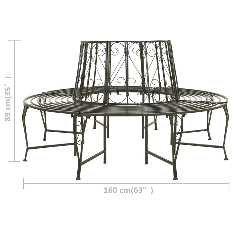 Garden Half Round Tree Bench 160 cm Steel