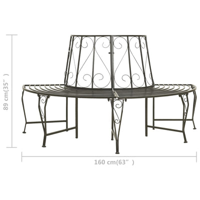 Garden Half Round Tree Bench 160 cm Steel