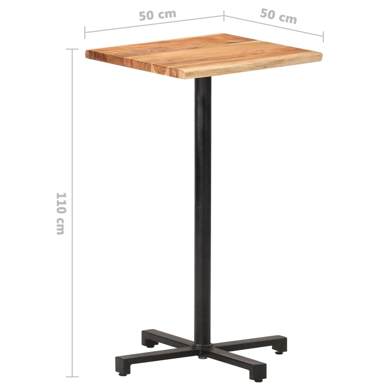 Bar Table with Live Edges 50x50x110 cm Solid Acacia Wood