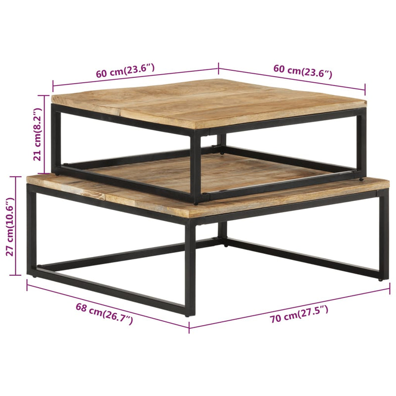 Nesting Coffee Tables 2 pcs Solid Mango Wood