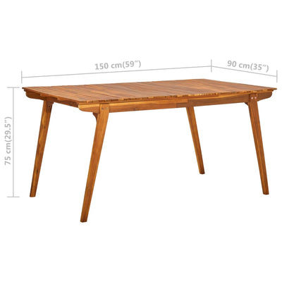 Garden Table 150x90x75 cm Solid Acacia Wood