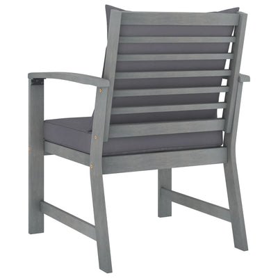 Garden Chairs 2 pcs with Dark Grey Cushions Solid Acacia Wood