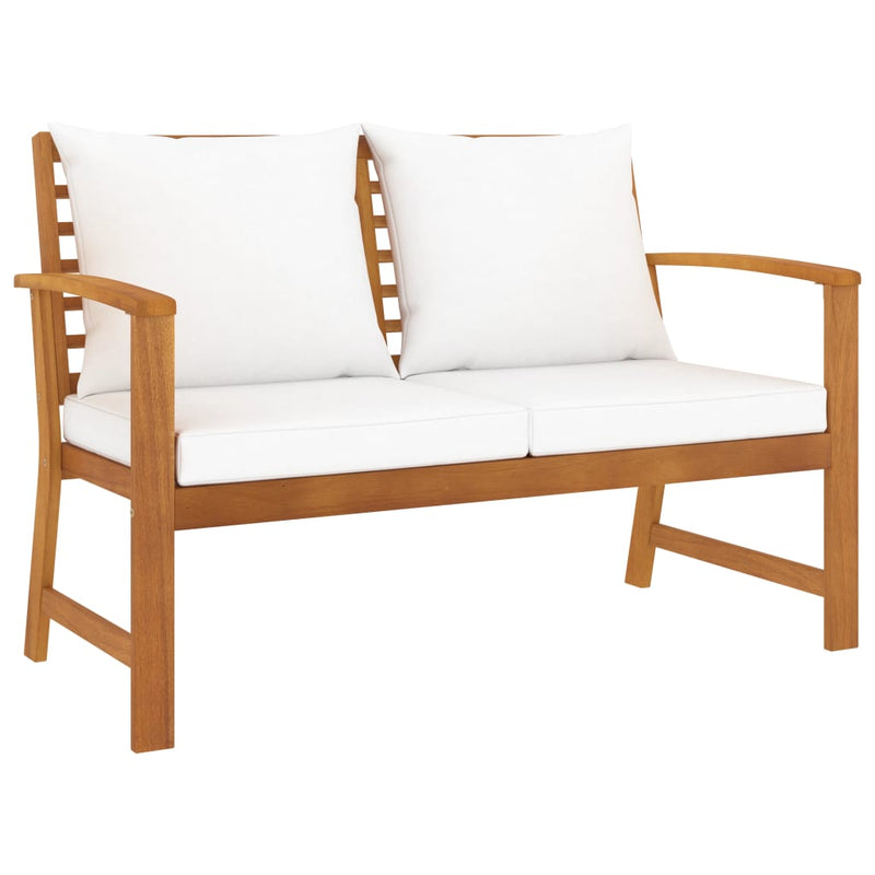 Garden Bench 120 cm with Cream Cushion Solid Acacia Wood