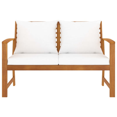 Garden Bench 120 cm with Cream Cushion Solid Acacia Wood