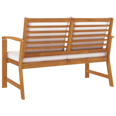 Garden Bench 120 cm with Cream Cushion Solid Acacia Wood