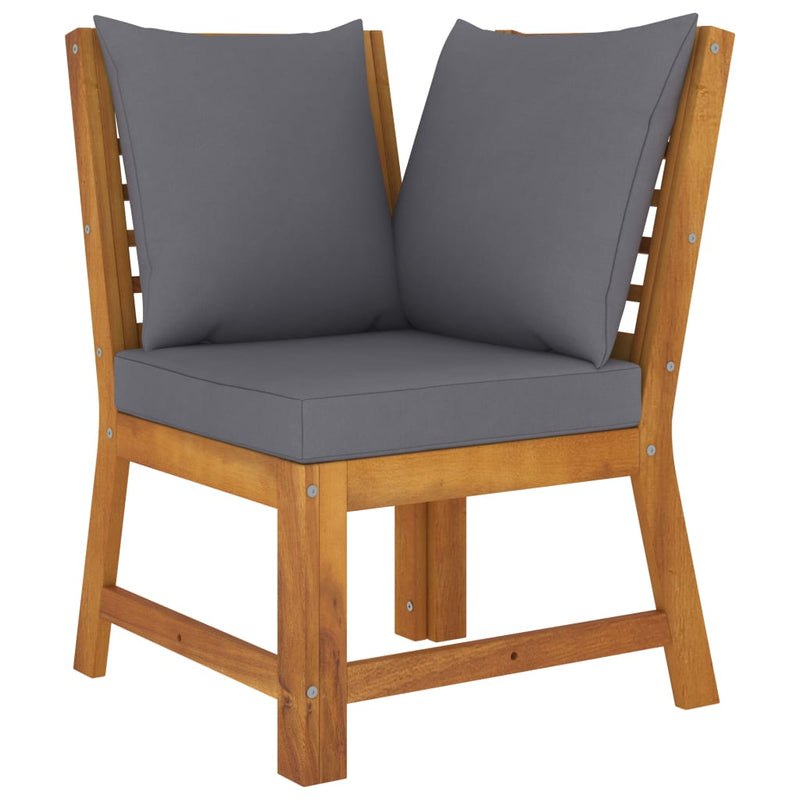 3 Piece Garden Lounge Set with Dark Grey Cushion Solid Acacia Wood