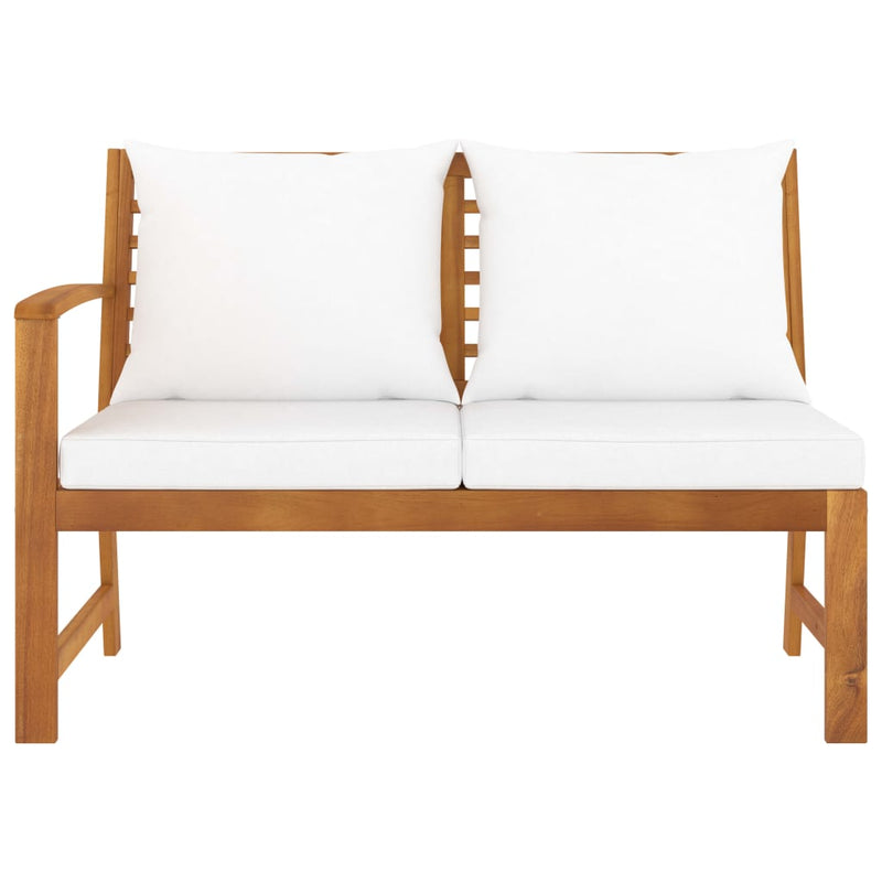 Garden Bench 114.5 cm with Cream Cushion Solid Acacia Wood