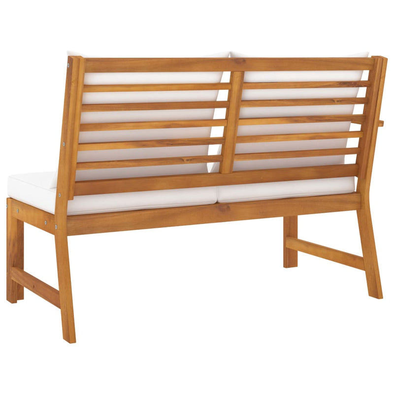 Garden Bench 114.5 cm with Cream Cushion Solid Acacia Wood