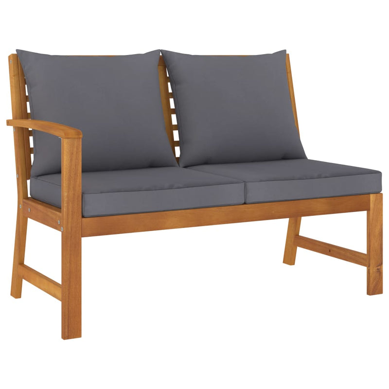 Garden Bench 114.5 cm with Dark Grey Cushion Solid Acacia Wood