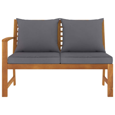 Garden Bench 114.5 cm with Dark Grey Cushion Solid Acacia Wood