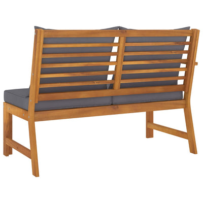 Garden Bench 114.5 cm with Dark Grey Cushion Solid Acacia Wood