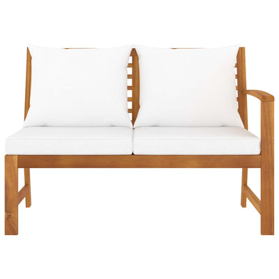 Garden Bench 114.5 cm with Cream Cushion Solid Acacia Wood