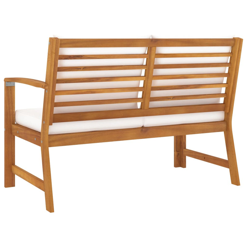 Garden Bench 114.5 cm with Cream Cushion Solid Acacia Wood