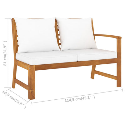 Garden Bench 114.5 cm with Cream Cushion Solid Acacia Wood