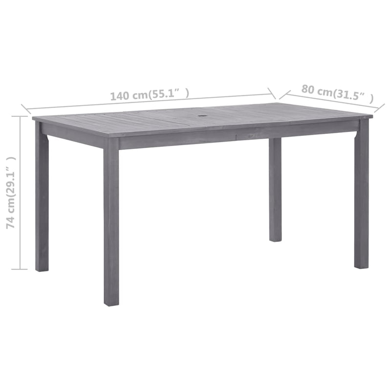 Garden Table Grey Wash 140x80x74 cm Solid Acacia Wood