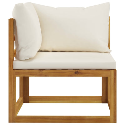 Sectional Corner Sofa & Cream White Cushion Solid Acacia Wood