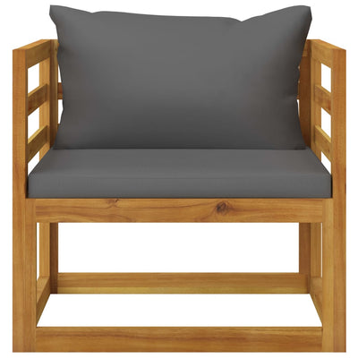 Garden Chair with Dark Grey Cushions Solid Acacia Wood