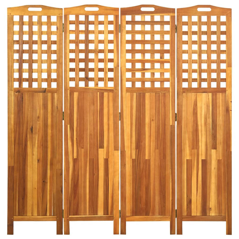 4-Panel Room Divider 161x2x170 cm Solid Acacia Wood