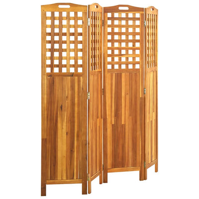 4-Panel Room Divider 161x2x170 cm Solid Acacia Wood