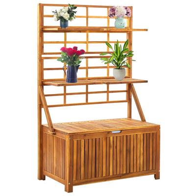 Storage Box with Trellis 99x55x160 cm Solid Acacia Wood