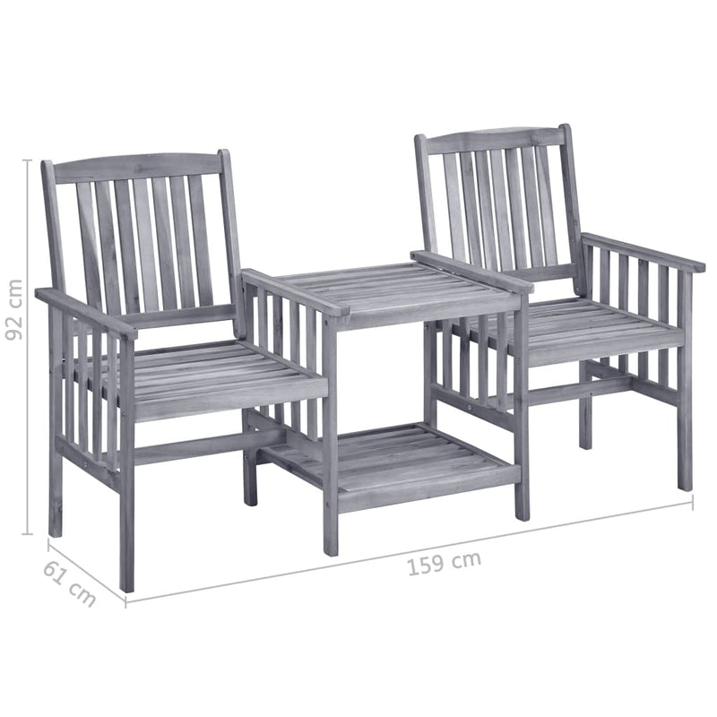 Garden Chairs with Tea Table 159x61x92 cm Solid Acacia Wood