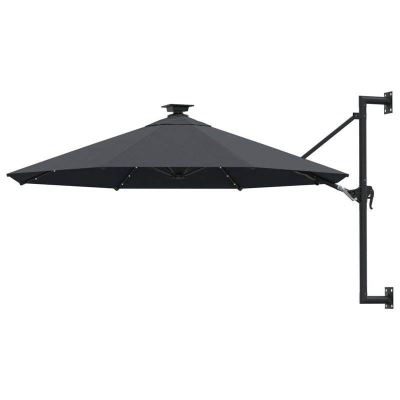 Wall-mounted Garden Parasol with LEDs 300 cm Anthracite