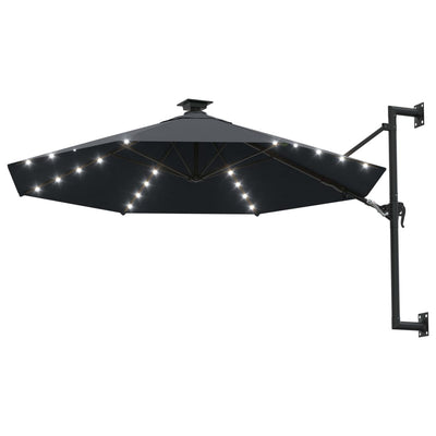 Wall-mounted Garden Parasol with LEDs 300 cm Anthracite