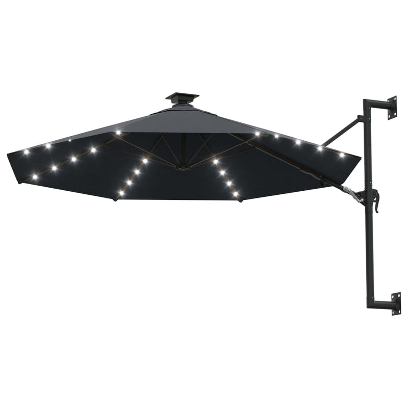 Wall-mounted Garden Parasol with LEDs 300 cm Anthracite