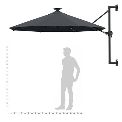 Wall-mounted Garden Parasol with LEDs 300 cm Anthracite