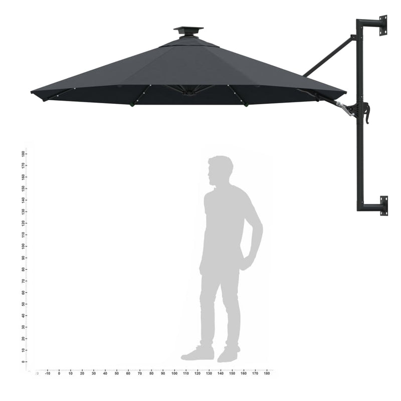 Wall-mounted Garden Parasol with LEDs 300 cm Anthracite