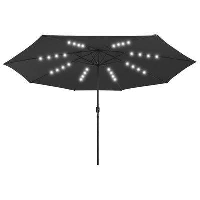 Garden Parasol with LED Lights 400 cm Black