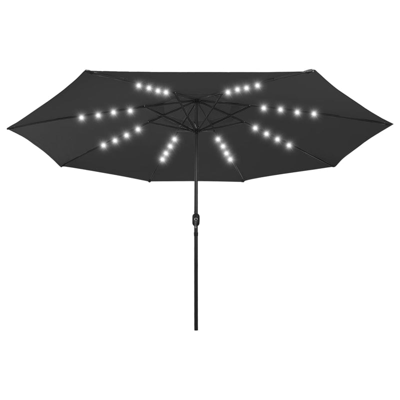 Garden Parasol with LED Lights 400 cm Black