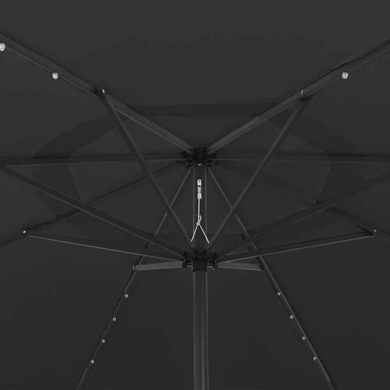 Garden Parasol with LED Lights 400 cm Black