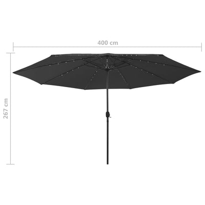 Garden Parasol with LED Lights 400 cm Black