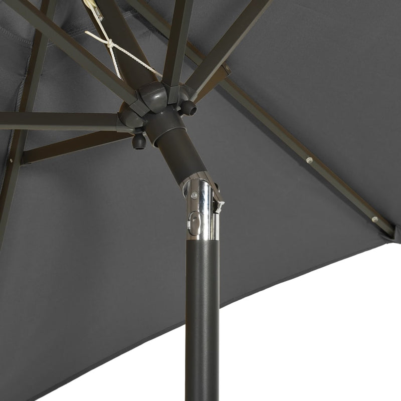 Garden Parasol with LED Lights Anthracite 200x211 cm Aluminium