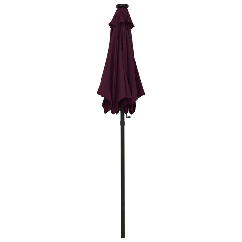 Garden Parasol with LED Lights Bordeaux Red 200x211 cm Aluminium